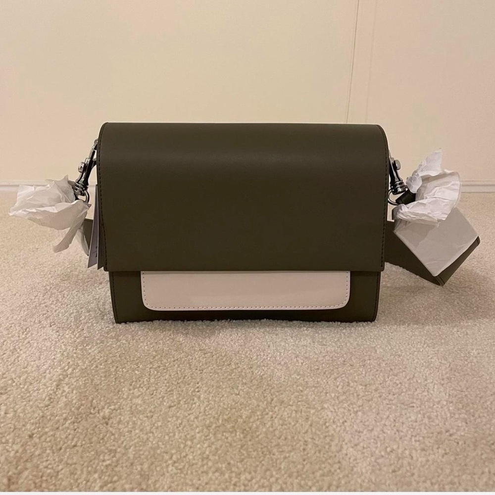 &Other Stories green and white crossbody accordion bag NWT
